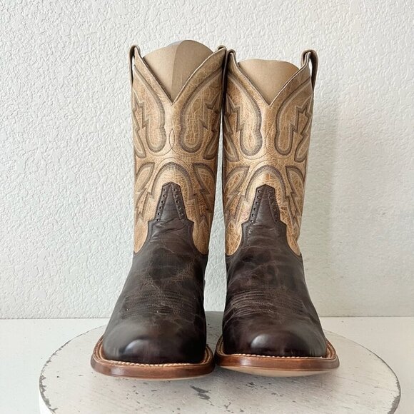 Rod Patrick Mens Cowboy Boots 12.5A Antique Mocha Bison Brown Western Blunt Toe - Picture 5 of 13